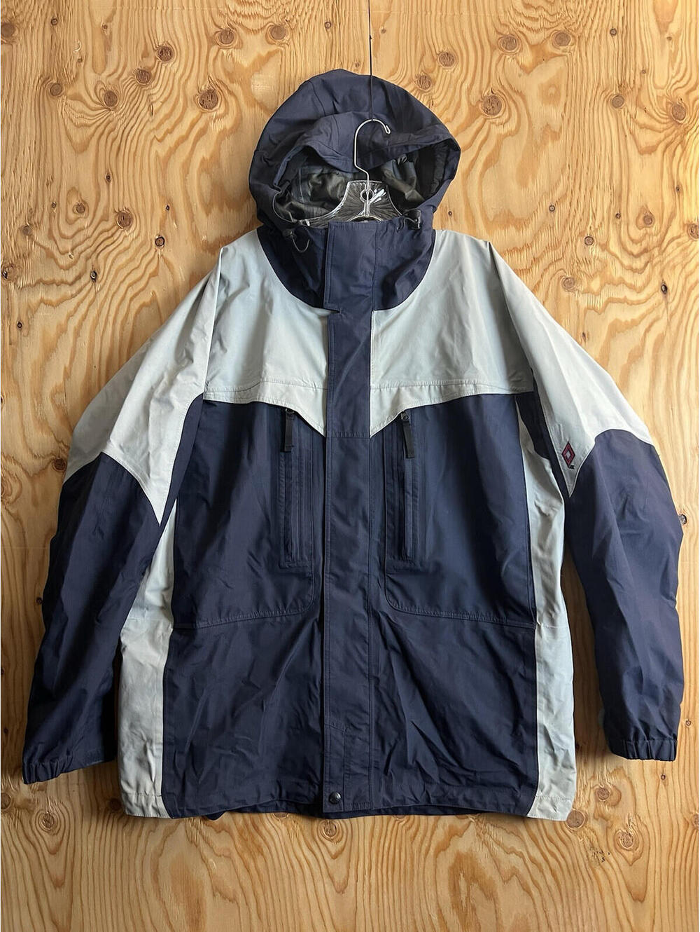 Burton AK Mens XL Snowboarding Jacket GoreTex Blue Grey Vtg Snow Ski Hooded